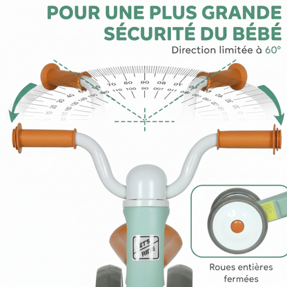 Tricycle Bébé - Guidon Limité 60° : 12-36 mois